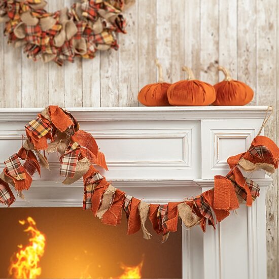 Glitzhome 6ft Fall Fabric Plaid Indoor Garland