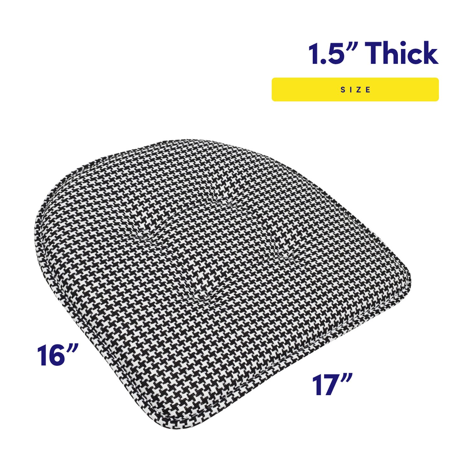 Sweet Home Collection™ Houndstooth Stitch U Shaped Memory Foam 17" x 16" Chair Cushions