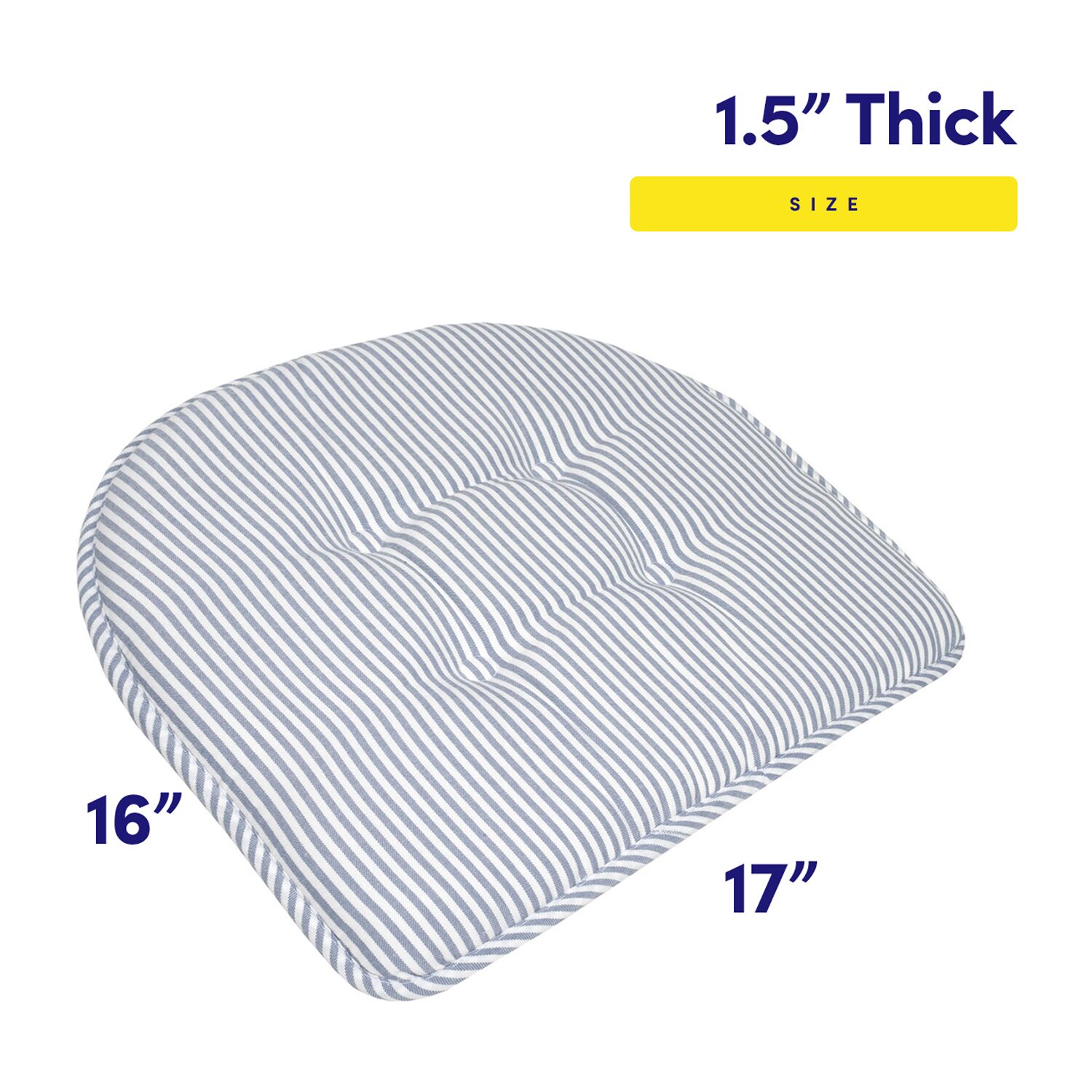 Sweet Home Collection™ Pinstripe U Shaped Memory Foam 17" x 16" Chair Cushions