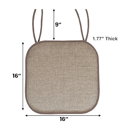 Sweet Home Collection™ Cameron Memory Foam No Slip Back 16" x 16" Chair Pad Cushion with Ties