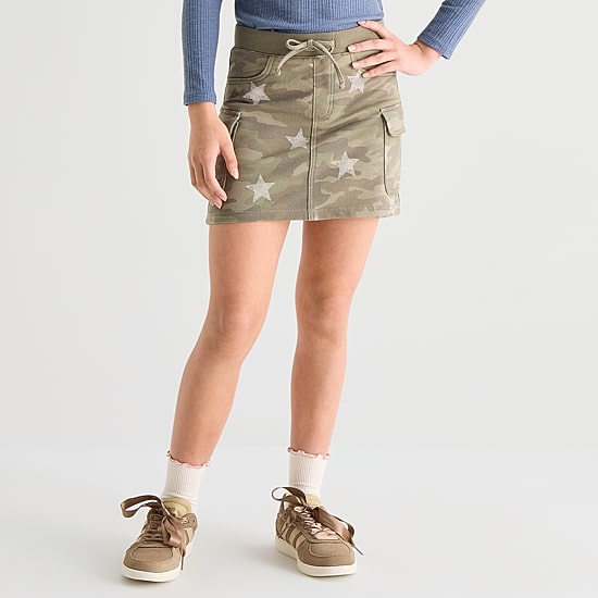 Vanilla Star Cozy Camo Big Kid Girls Denim Skirt