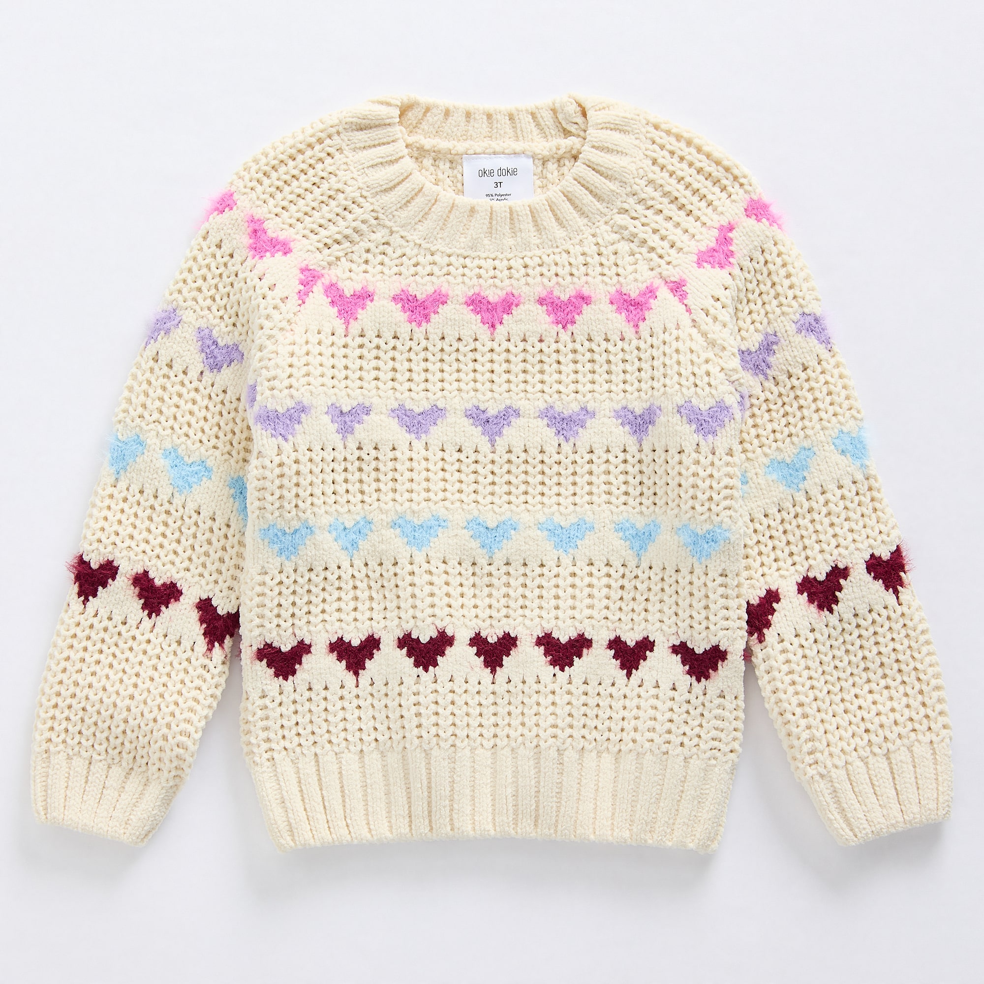 Okie Dokie Toddler & Little Girls Round Neck Long Sleeve Pullover Sweater