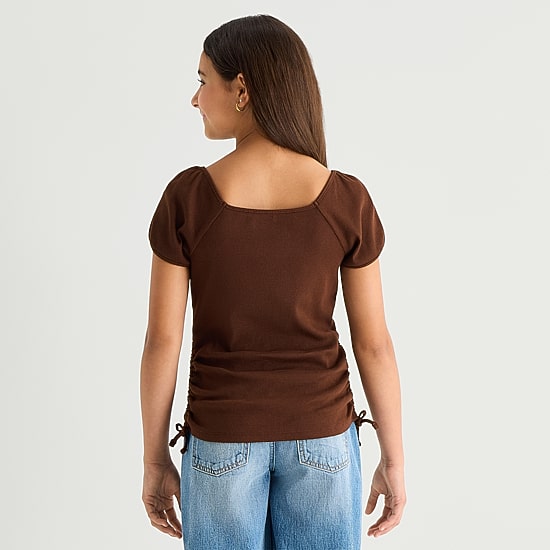Thereabouts Little & Big Kid Girls Square Neck Short Sleeve T-Shirt