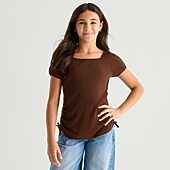 Thereabouts Little & Big Kid Girls Square Neck Short Sleeve T-Shirt