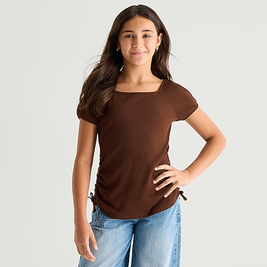 Thereabouts Little & Big Kid Girls Square Neck Short Sleeve T-Shirt
