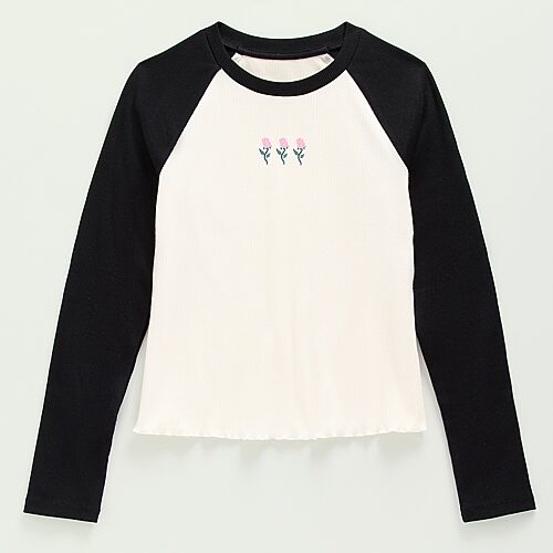 Thereabouts Little & Big Kid Girls Crew Neck Long Sleeve T-shirt In Black