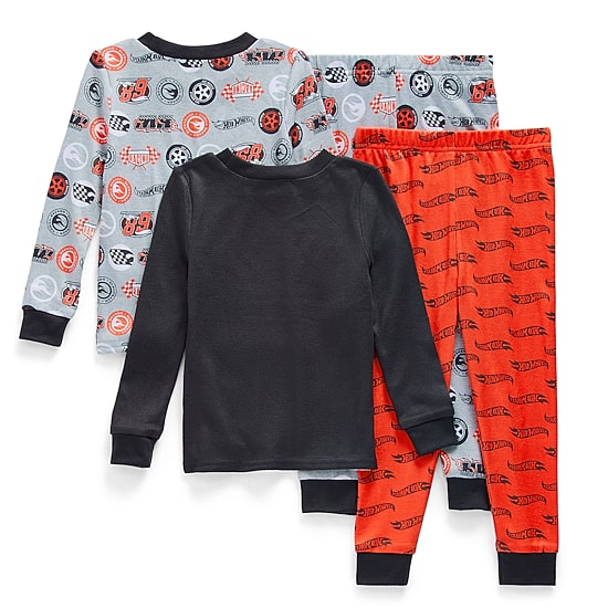 Toddler Boys Hot Wheels Crew Neck Long Sleeve 4-pc. Pajama Set