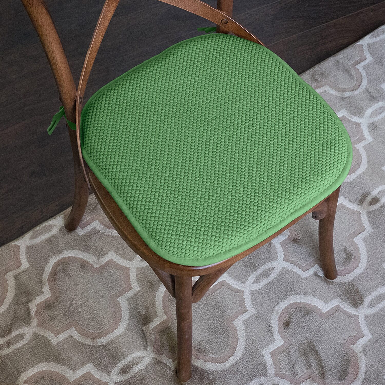 Sweet Home Collection™ Honeycomb Memory Foam Non-Slip 16" x Chair Cushion Pad with Ties