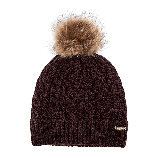 Isotoner Cable Knit Womens Pom Pom Beanie