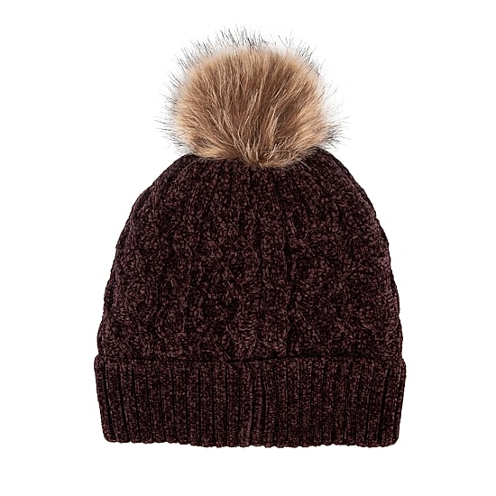 Isotoner Cable Knit Womens Pom Pom Beanie