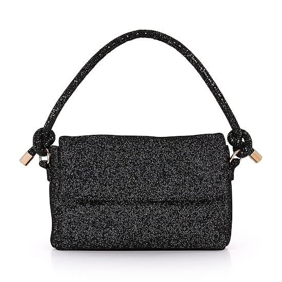 American Glamour Badgley Mischka Flap Front Crystal Handle Evening Bag