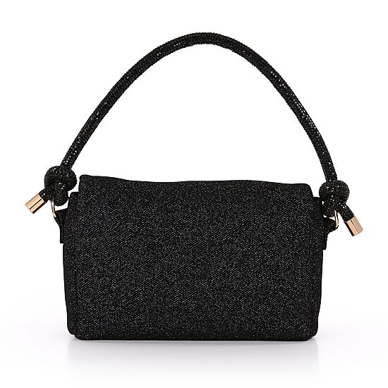 American Glamour Badgley Mischka Flap Front Crystal Handle Evening Bag