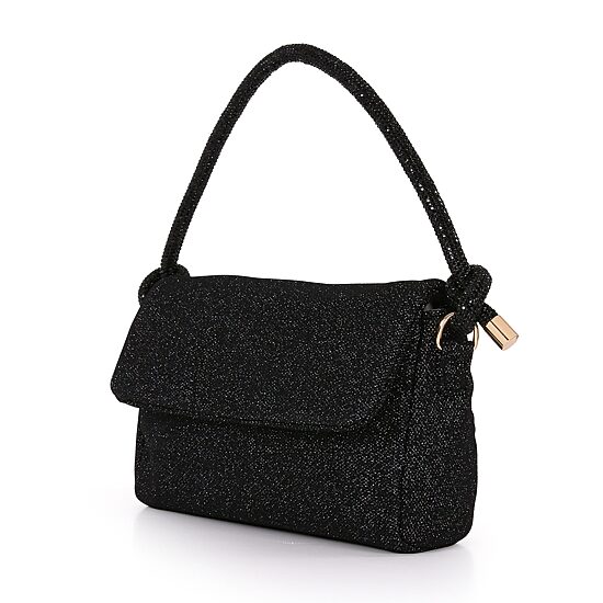 American Glamour Badgley Mischka Flap Front Crystal Handle Evening Bag