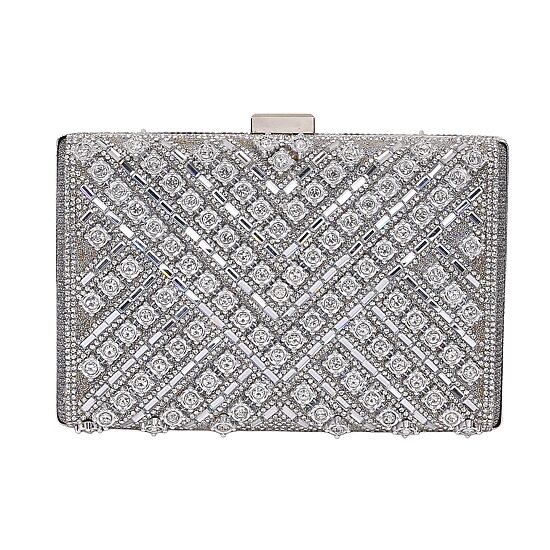 American Glamour Badgley Mischka Crystal Tab Closure Evening Bag