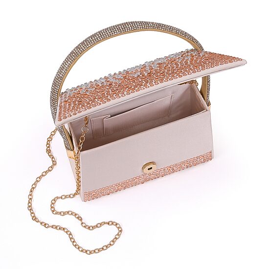 American Glamour Badgley Mischka Crystal Flap Front Shoulder Beaded Evening Bag