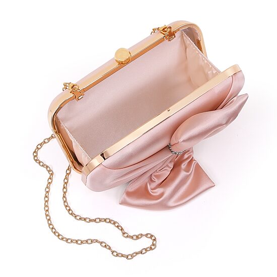 American Glamour Badgley Mischka Satin Bow Evening Bag