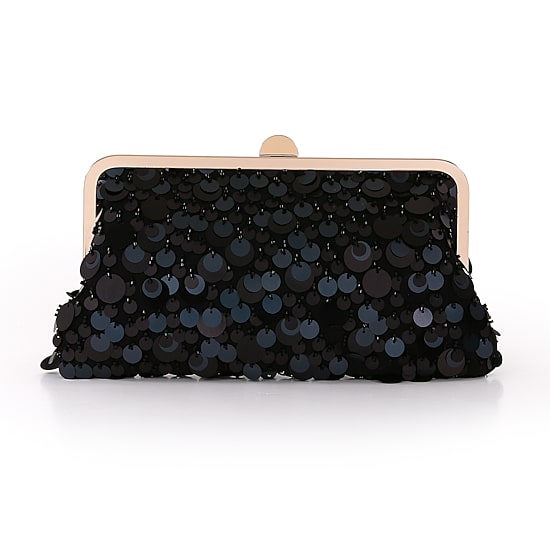 American Glamour Badgley Mischka Sequin Tab Closure Beaded Evening Bag