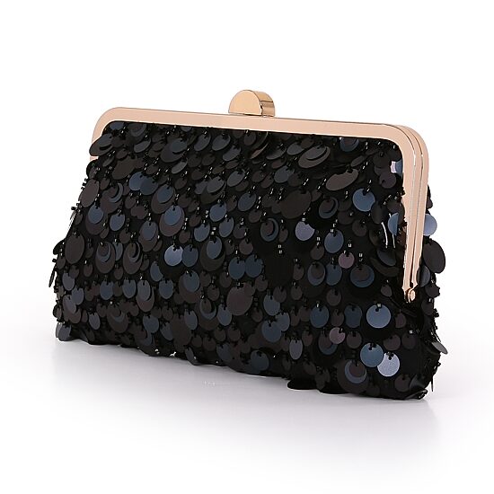 American Glamour Badgley Mischka Sequin Tab Closure Beaded Evening Bag