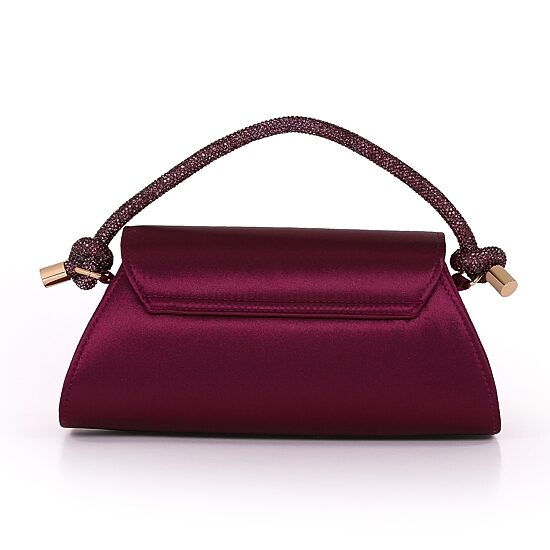 American Glamour Badgley Mischka Satin Flap Front Crystal Top Handle Embellished Evening Bag