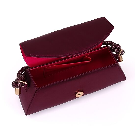American Glamour Badgley Mischka Satin Flap Front Crystal Top Handle Embellished Evening Bag