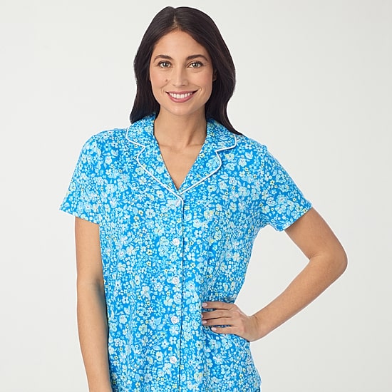 Cuddl Duds Womens Short Sleeve 2-pc. Pajama Set