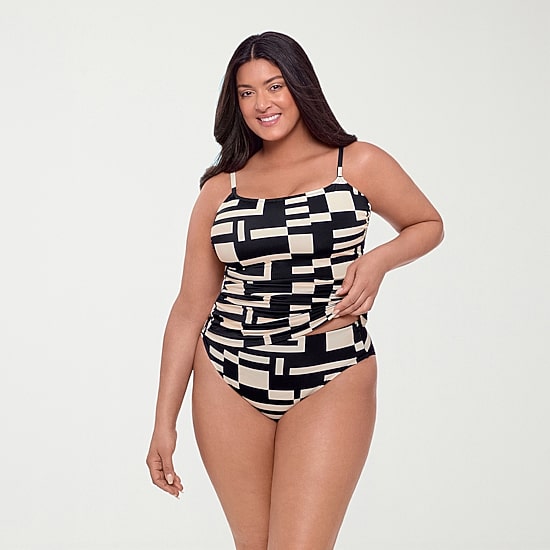 S3 Swim Womens Geometric Tankini Swimsuit Top