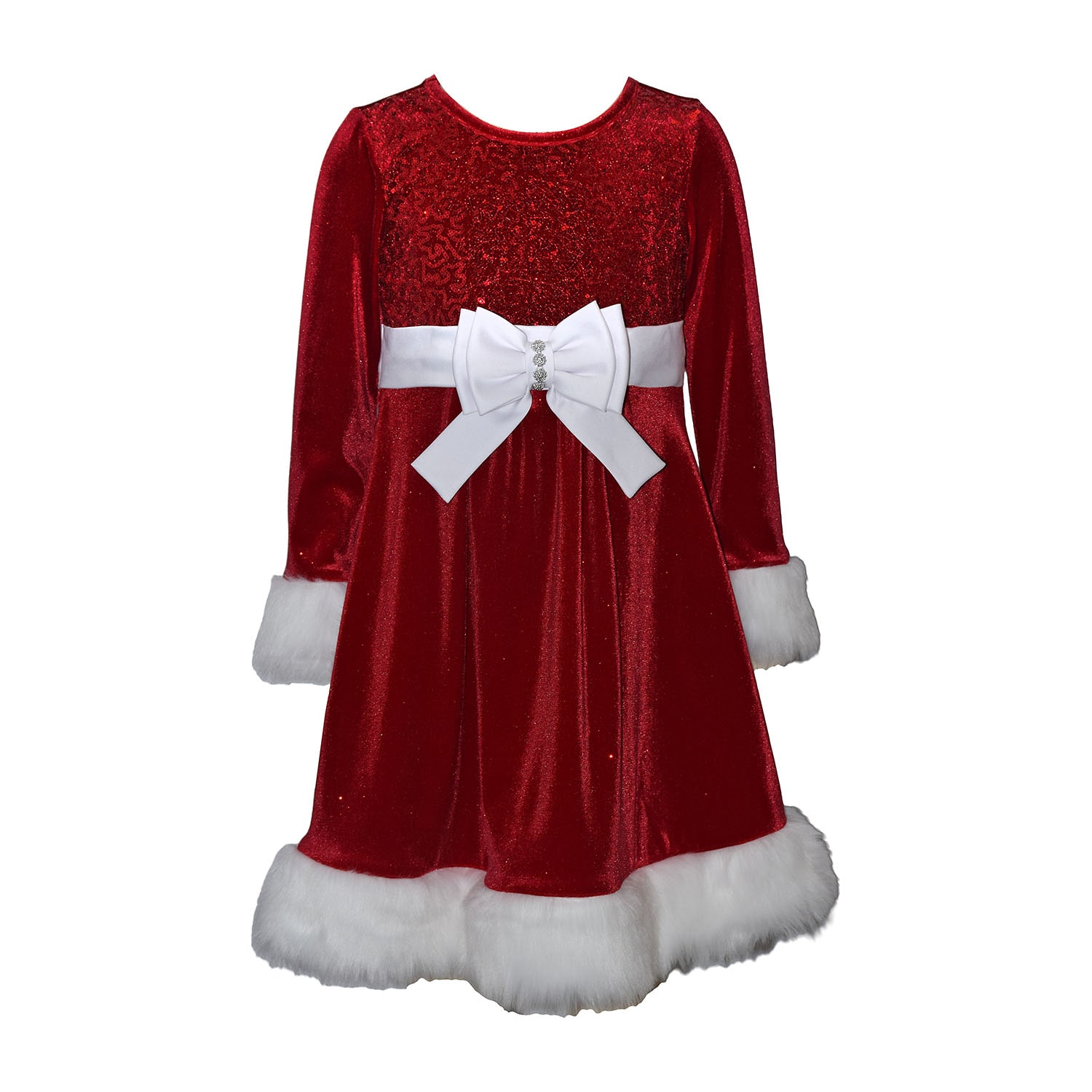 Bonnie Jean Toddler Girls Long Sleeve Velvet A-Line Dress
