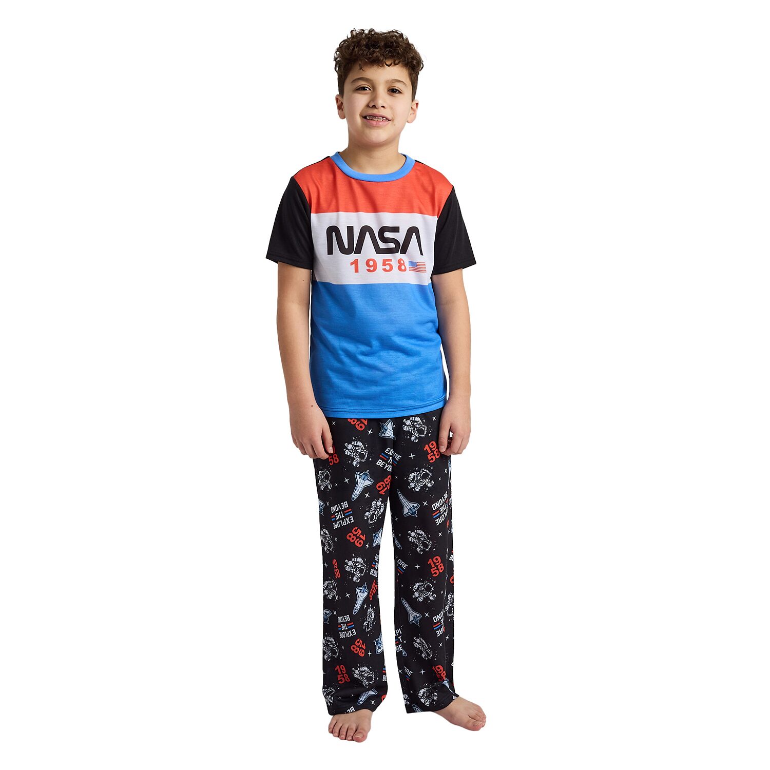 Little & Big Kid Boys NASA Crew Neck Short Sleeve 2-pc. Pajama Set