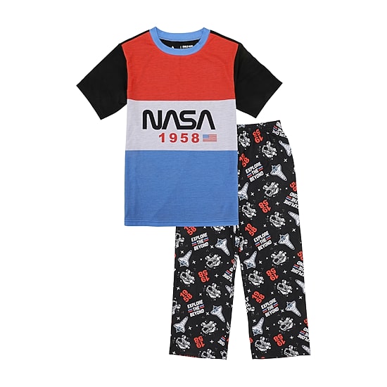 Little & Big Kid Boys NASA Crew Neck Short Sleeve 2-pc. Pajama Set