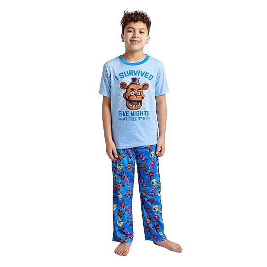 Little & Big Kid Boys Five Nights at Freddys Crew Neck Short Sleeve 2-pc. Pajama Set