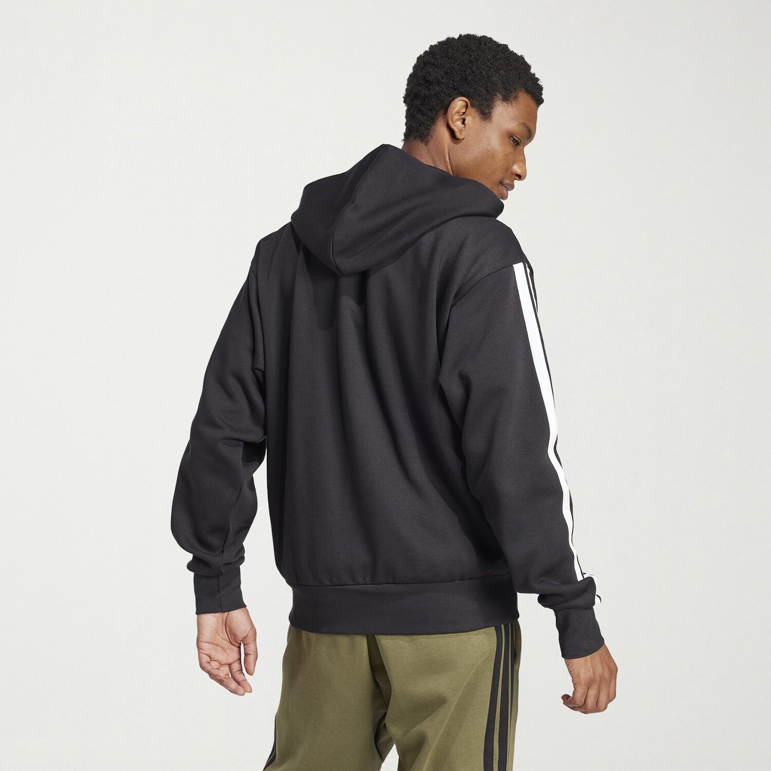 adidas 3 Stripes Mens Long Sleeve Fleece Active Big and Tall Hoodie