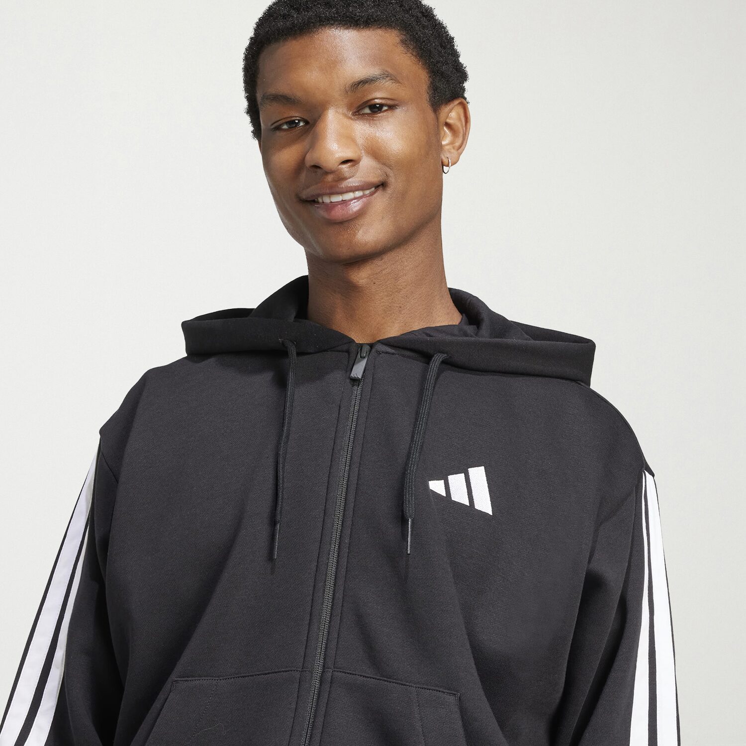 adidas 3 Stripes Mens Long Sleeve Fleece Active Big and Tall Hoodie