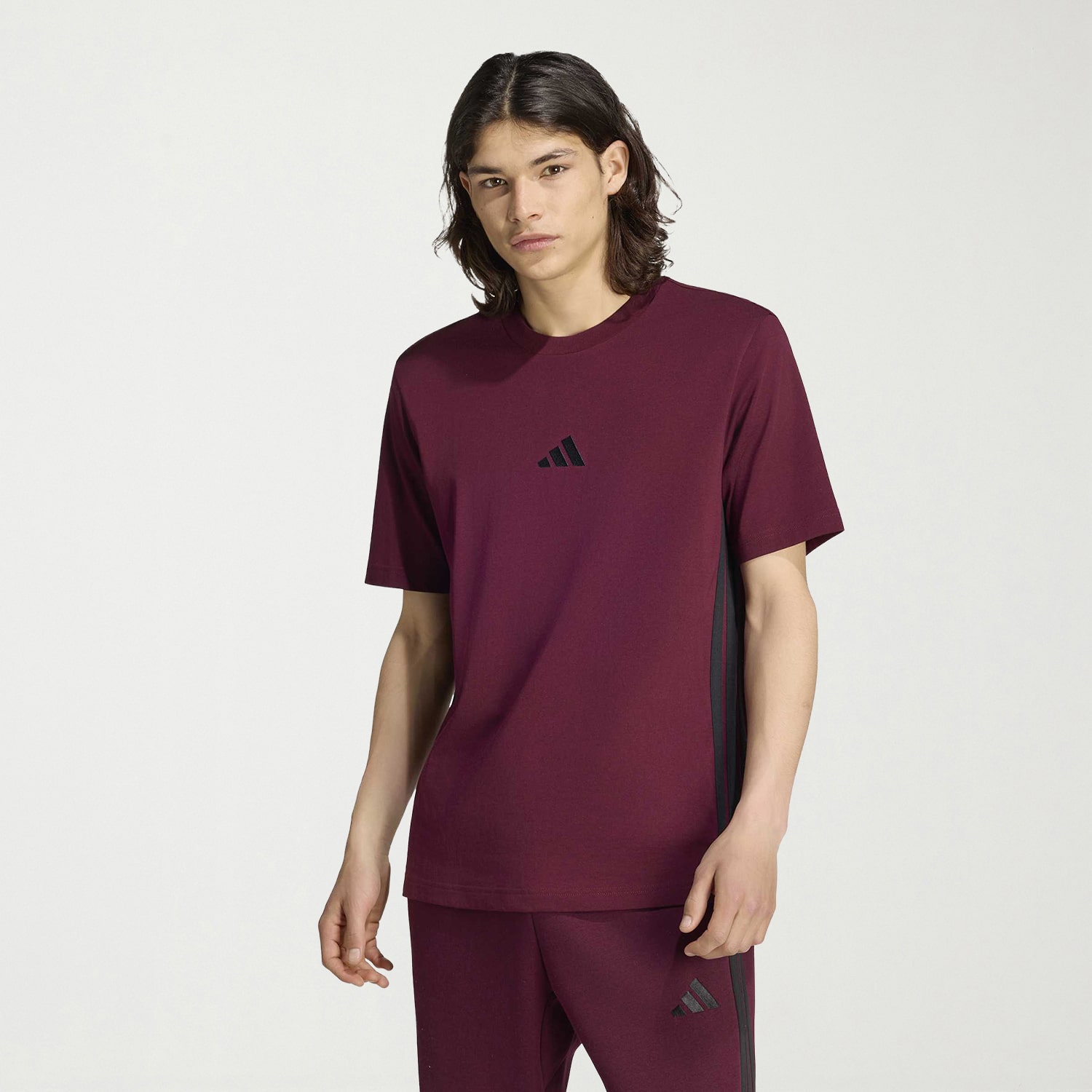 adidas 3 Stripe Mens Crew Neck Short Sleeve Active Big and Tall T-Shirt