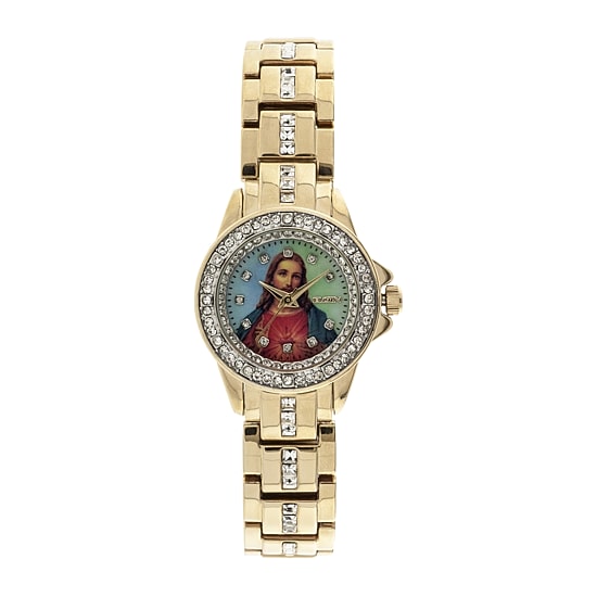Elgin® Womens Jesus Crystal-Accented Watch