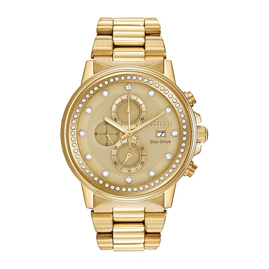 Citizen® Eco-Drive® Nighthawk Mens Gold-Tone Chronograph Watch FB3002-53P