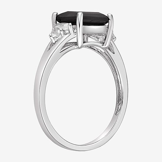 Womens Genuine Black Onyx Sterling Silver Cocktail Ring