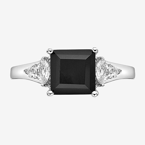 Womens Genuine Black Onyx Sterling Silver Cocktail Ring