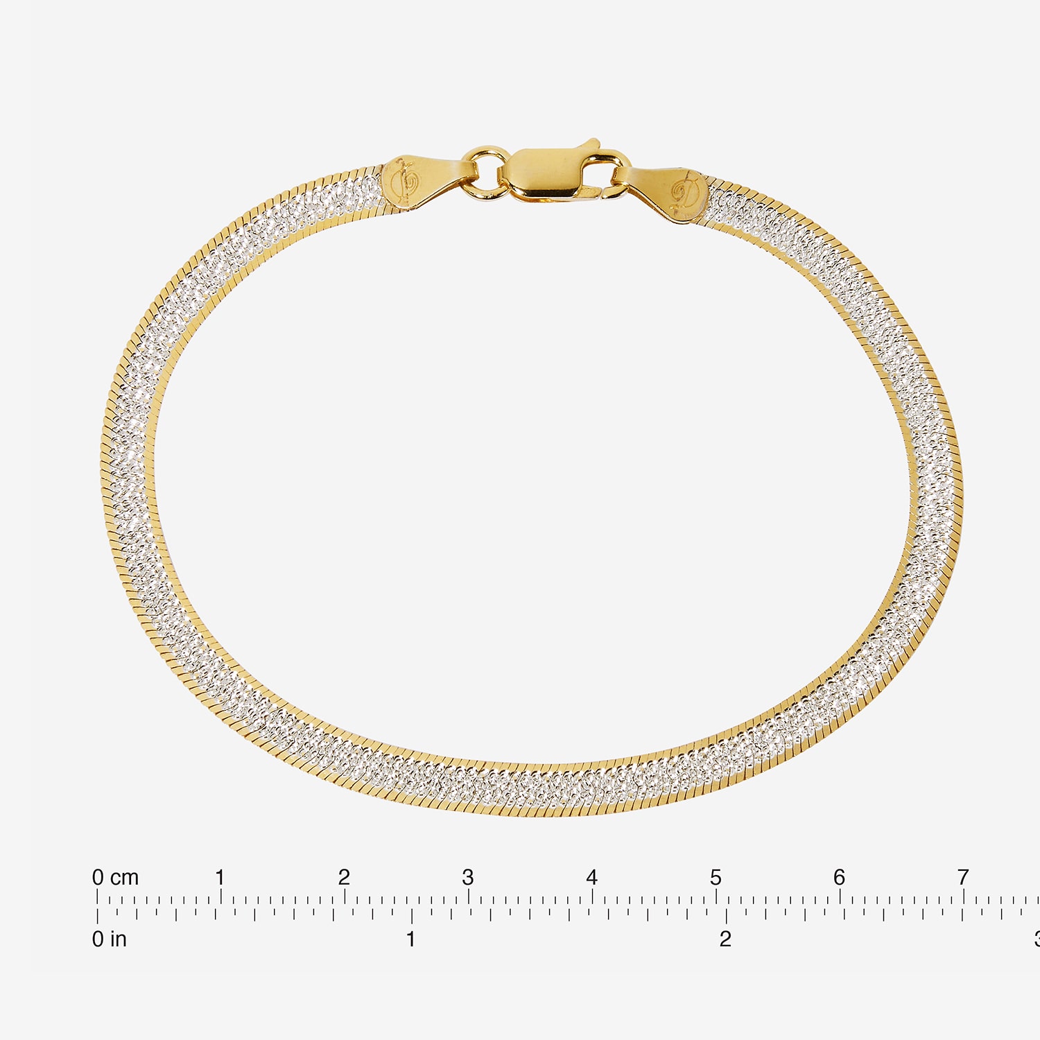 Made in Italy Womens 24K Gold Over Silver 7.5 Inch Solid Herringbone Chain Bracelet