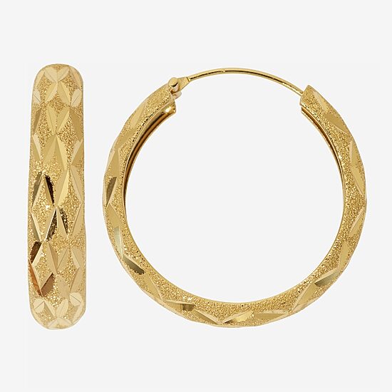 Womens 24K Gold Over Silver 38mm Round Hoop Earrings