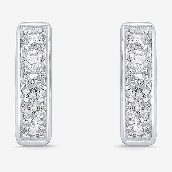 Mens 1 CT. T.W. Natural White Diamond 10K Gold 15mm Hoop Earrings