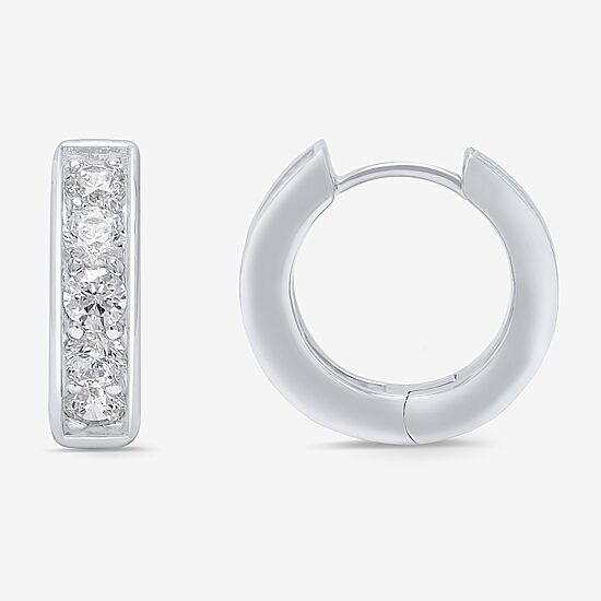 Mens 1 CT. T.W. Natural White Diamond 10K Gold 15mm Hoop Earrings