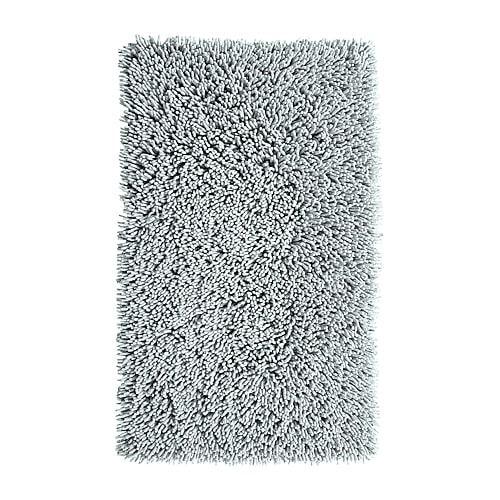 Knightsbridge Chenille Shaggy Bath Rug In Silver