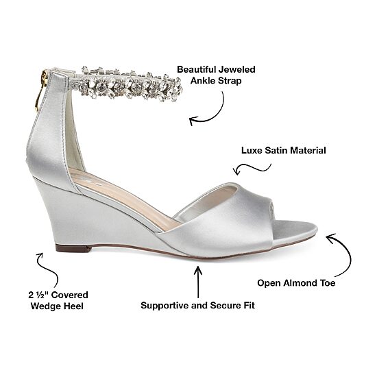 Journee Collection Womens Connor Pumps Zip Open Toe Wedge Heel