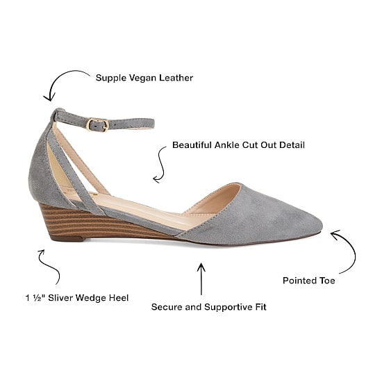 Journee Collection Womens Arkie Pumps Buckle Pointed Toe Wedge Heel
