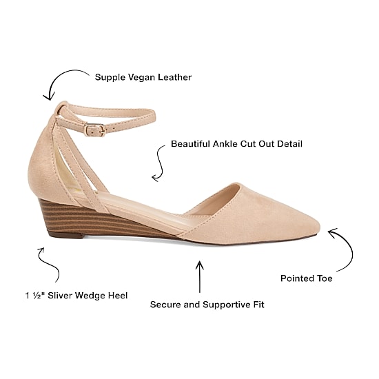 Journee Collection Womens Arkie Pumps Buckle Pointed Toe Wedge Heel
