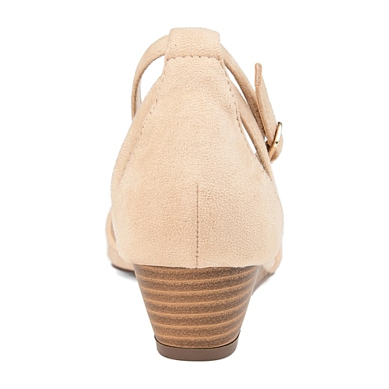 Journee Collection Womens Arkie Pumps Buckle Pointed Toe Wedge Heel