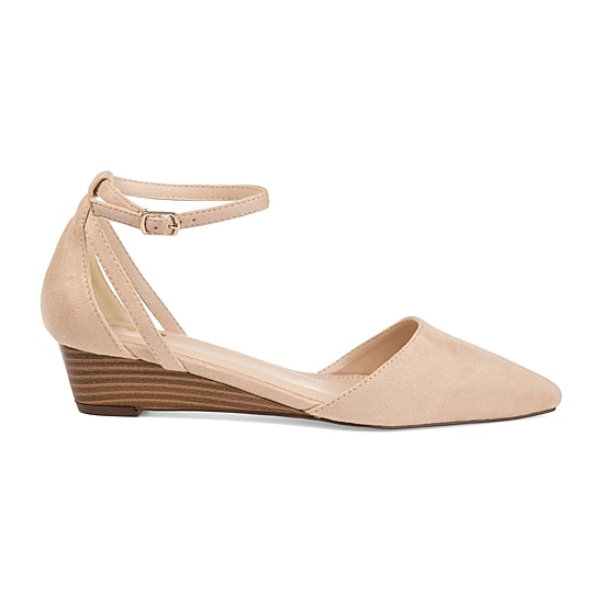 Journee Collection Womens Arkie Pumps Buckle Pointed Toe Wedge Heel