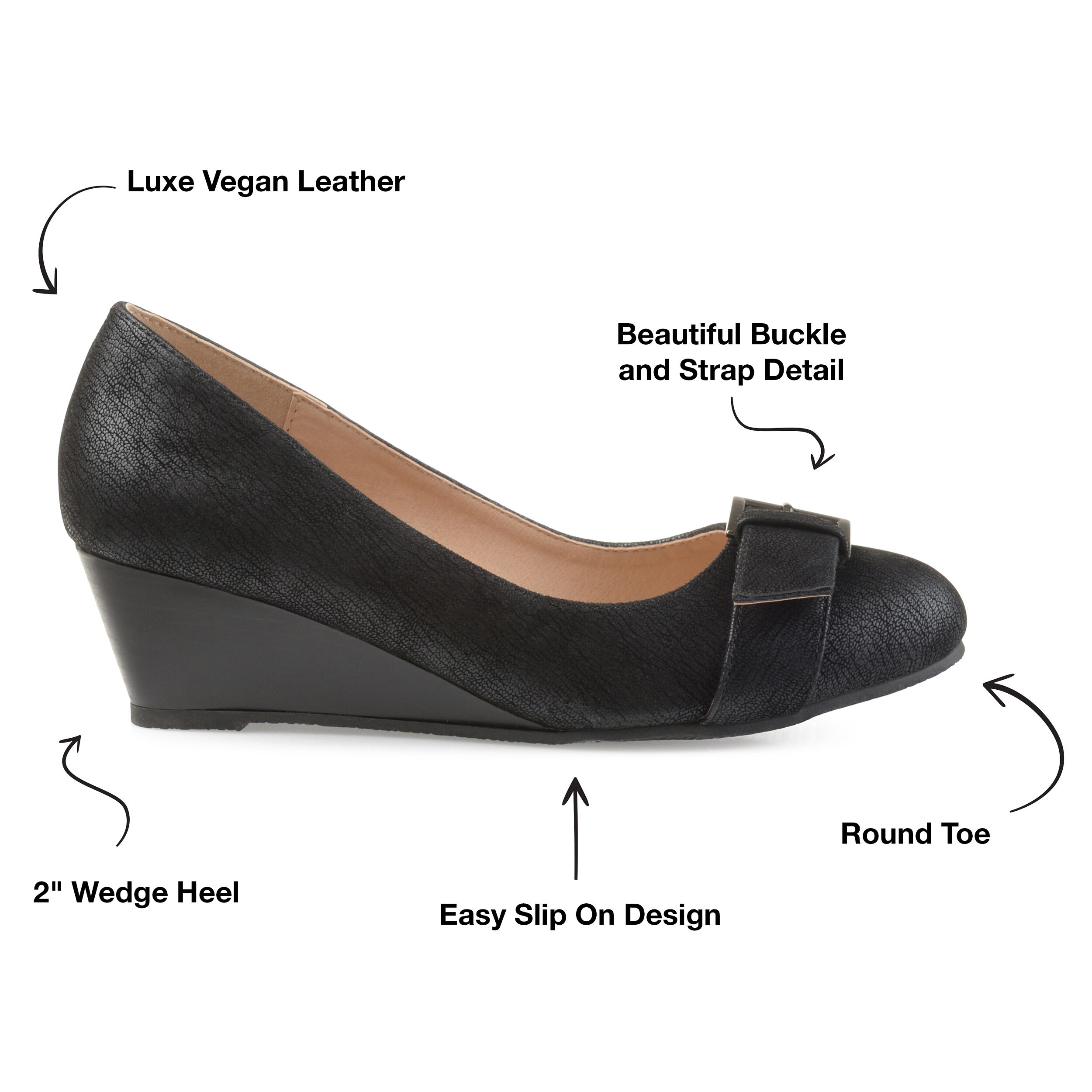 Journee Collection Graysn Womens Round Closed Toe Wedge Heel Pumps