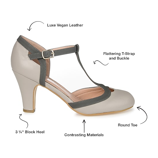 Journee Collection Womens Round Closed Toe Stacked Heel Pumps