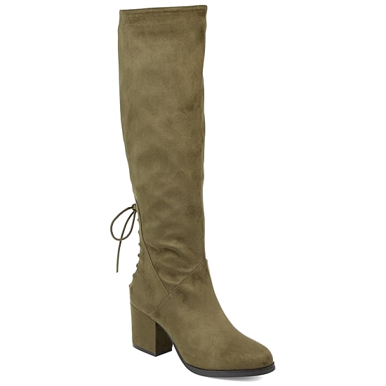Journee Collection Womens Leeda Extra Wide Calf Riding Boots Block Heel Zip